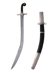 A TURKISH KILICH OR PALA SWORD WITH DAMASCUS STEEL BLADE