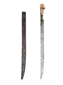 AN OTTOMAN TURKISH YATAGHAN WITH SILVER INLAY, 19TH CENTURY