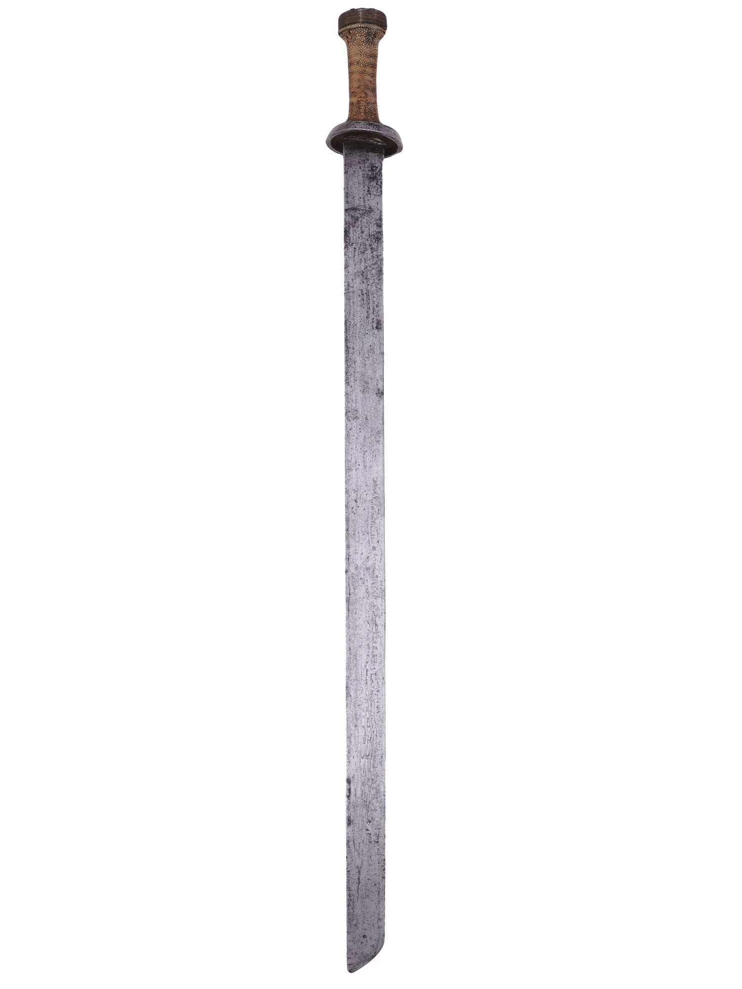 A STEEL-HILTED TIBETAN SWORD WITH SHARKSKIN GRIP, 18TH OR 19TH CENTURY (1 of 5)