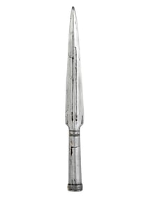 A PERSIAN STEEL SPEARHEAD WITH FACETED SOCKET, 17TH OR 18TH CEN.