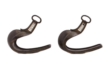 A PAIR OF JAPANESE SILVER-INLAID SIGNED STIRRUPS EDO PERIOD