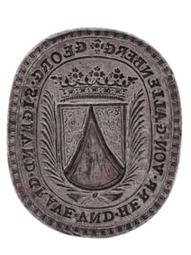 AN EARLY STEEL ARMORIAL SEAL GEORG SIGMUND VON GALLENBERG, DIED 1697