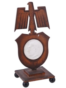 AN AMERICAN WW2 TROPHY NAZI ART PORCELAIN HITLER PLAQUE