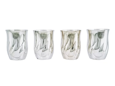 A RARE NAZI GERMAN SILVER SET OF FOUR HERMANN GÖRING COAT OF ARMS GOBLETS, CIRCA 1935–1940