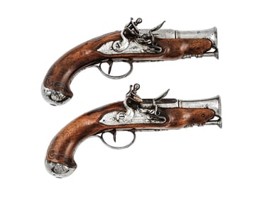 ? PAIR OF FLINTLOCK BLUNDERBUSS PISTOLS, FRANCE, CA. 1820