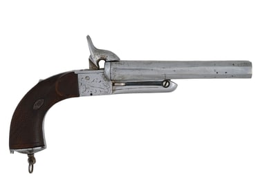 A SIDE BY SIDE PINFIRE HOWDAH PISTOL, CA. 1880
