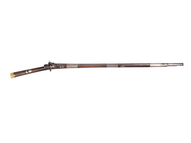 A CAUCASIAN SILVER-MOUNTED FLINTLOCK RIFLE, 19TH CEN.