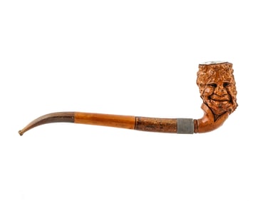 A RUSSIAN MEERSCHAUM TOBACCO PIPE WITH GROTESQUE FACES, 19TH CEN.