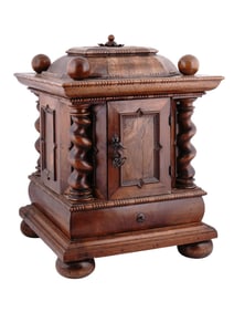 A RARE WOODEN WEDDING CABINET OR CHEST, GERMANY, 17TH CENTURY