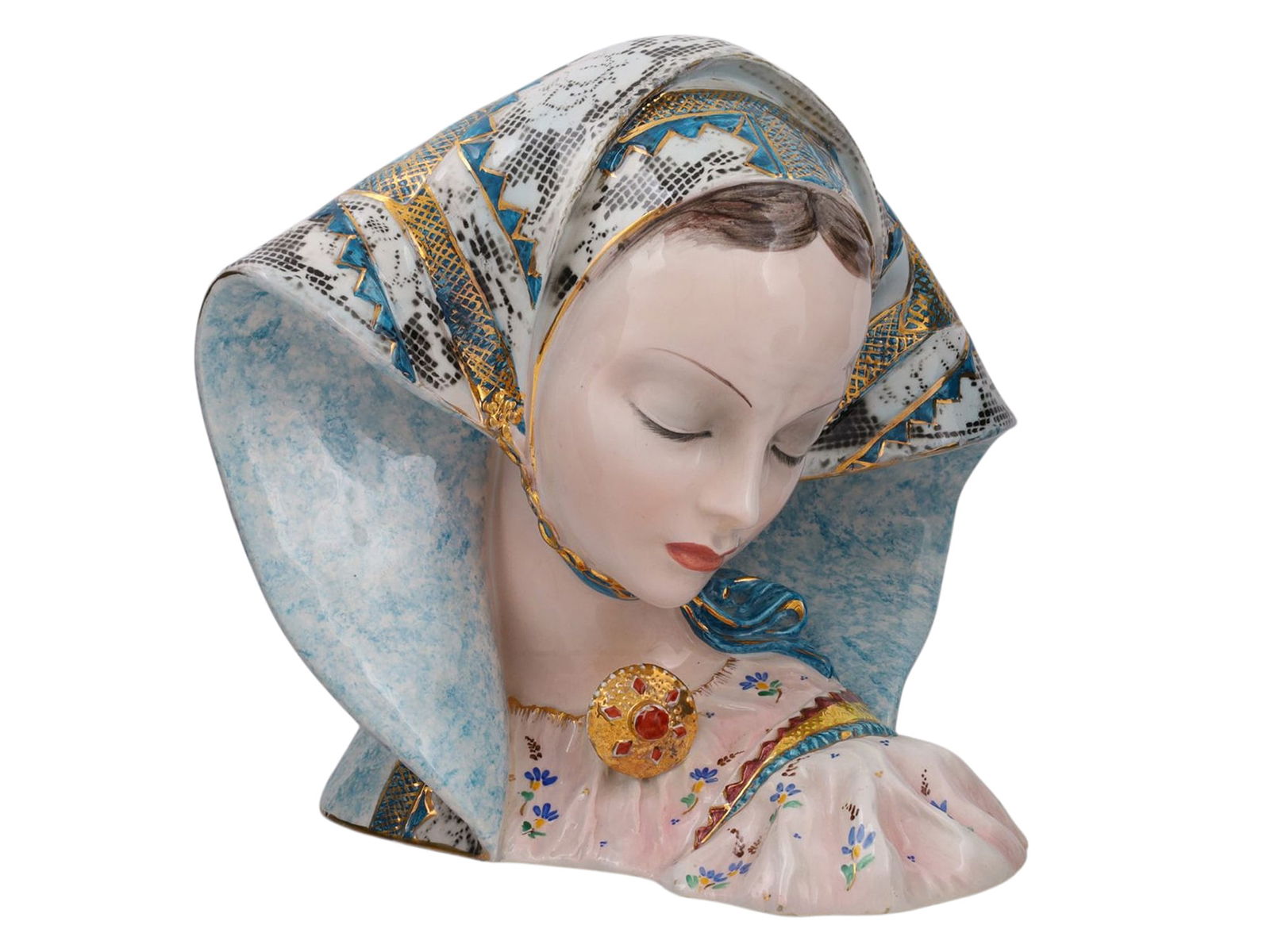 A EUGENIO PATTARINO (1885-1971) ITALIAN PORCELAIN BUST OF A WOMAN, 20TH CEN. (1 of 7)