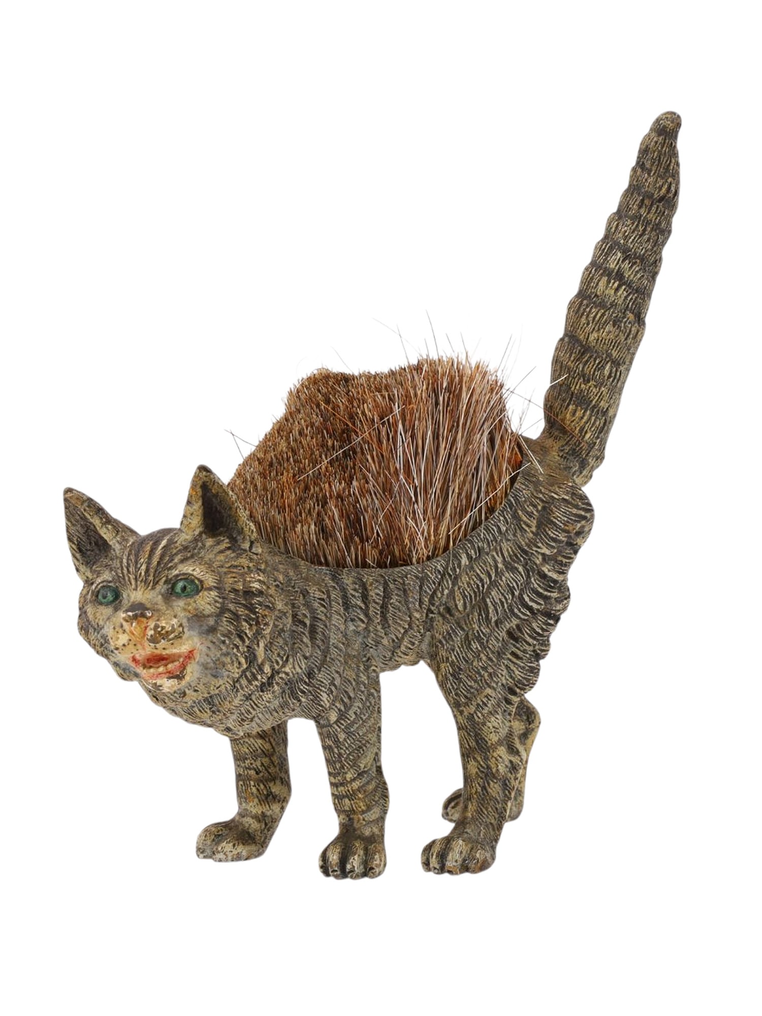 A VIENNA CAST BRONZE CAT PEN NIB WIPE WITH BRISTLING FUR, AUSTRIA, LATE 19TH CEN. (1 of 4)