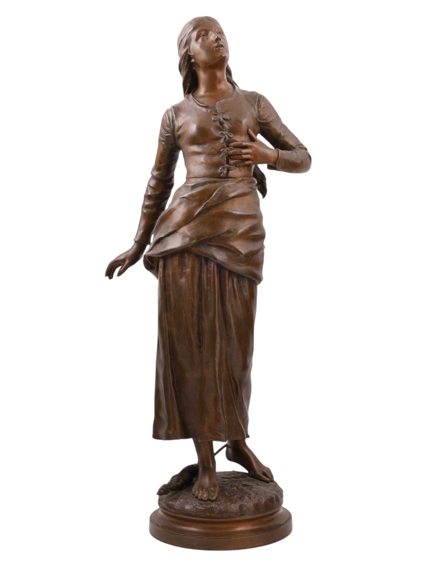 AN ÉDOUARD DROUOT (1859 – 1945) FRENCH BRONZE, JOAN OF ARC, 19TH CEN. (1 of 7)