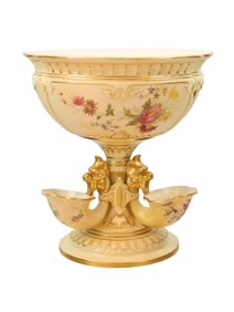 A VICTORIAN ROYAL WORCESTER ENGLISH PAINTED PORCELAIN EPERGNE, 1894
