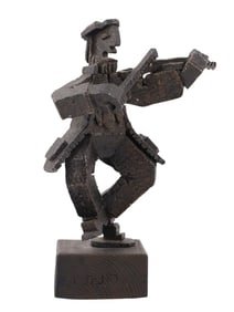 A CUBIST SCULPTURE "FIDDLER ON THE ROOF" BY BARUCH SAKTSIER, B. 1942