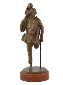 A SIGNED POST-WAR BRONZE SCULPTURE TITLED "THE SPOILS OF WAR"