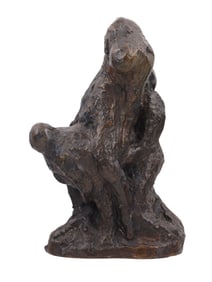 AN M ZUCKERMAN SIGNED BRONZE, ABSTRACT FIGURAL GROUPING, 20TH CEN.