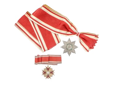 AN IMPERIAL RUSSIAN ORDER OF SAINT STANISLAUS, FIRST CLASS WITH SASH BADGE AND BREAST STAR