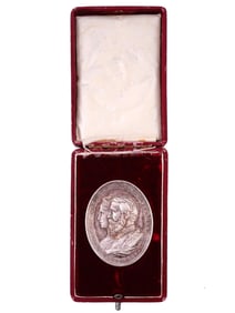 A BADEN GRAND DUKE 25TH WEDDING ANNIVERSARY SILVER MEDAL, CASED