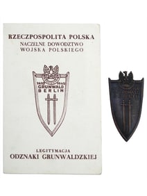 A POLISH GRUNWALD SHIELD FOR BERLIN (BATTLE) WITH CERTIFICATE, 1949