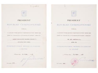 A LOT OF TWO CZECHOSLOVAKIAN CITATIONS, WW2