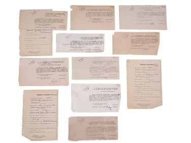A LOT OF TWELVE WWII RUSSIAN DOCUMENTS