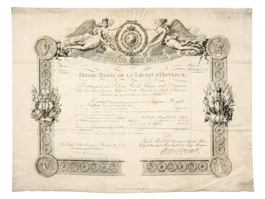 AN 1824 LEGION OF HONOR CITATION