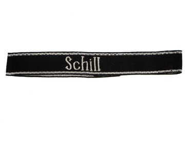 A WW2 NAZI GERMAN VOLUNTEER CORPS SOLDIER'S SLEEVE RIBBON SS "SCHILL"