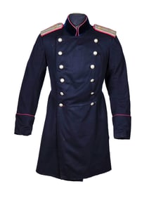 A RUSSIAN IMPERIAL ARMY DARK BLUE FROCK COAT