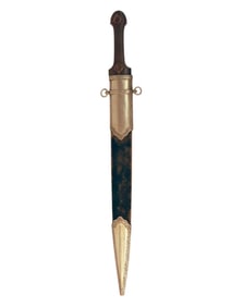 A CAUCASIAN KINDJAL DAGGER WITH GOLD-INLAID BLADE, 19TH CENTURY