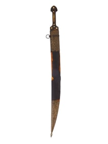 A LARGE PERSIAN AZERBAIJAN QUADARA DAGGER SHORT SWORD WITH ARABIC CALLIGRAPHY, C. 19TH CEN.