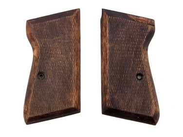 A WWII GERMAN WOOD GRIPS FOR WALTHER PP PISTOL