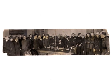 A SET OF TWO TEHRAN CONFERENCE PHOTOGRAPHS BY KALASHNIKOV