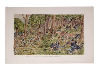 A SIGNED H. SATTLER WATERCOLOR, GERMAN ASSAULT AT VOSGES, WW1, 1928