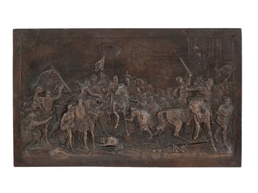 AN ELECTROTYPE COPPER PLAQUE, HENRY IV'S ENTRY INTO PARIS, 18TH CENTURY