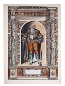 1603 HAND-COLORED ENGRAVING, GEORG VON FRUNDSBERG, ARMAMENTARIUM HEROICUM