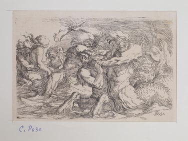 A SALVATOR ROSA (1615-1673) ETCHING OF BATTLING TRITONS, C. 1660