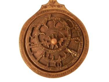 AN ENGLISH GILT BRONZE ASTROLABE WITH MULTIPLES DISCS, 1611