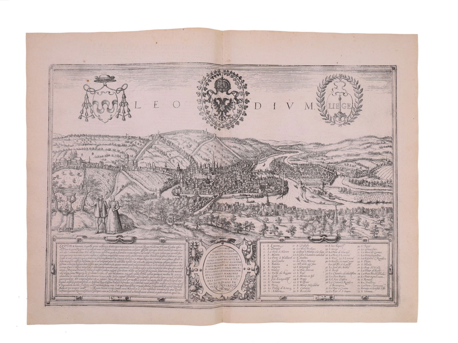 A C. 1575 VIEW OF LIEGE, BELGIUM, BRAUN & HOGENBURG, CIVITATES ORBIS TERRARUM (1 of 8)