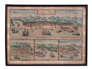 A BRAUN AND HOGENBERG WOODCUT 'TRIP TO INDIA 1482', PUB. 1572