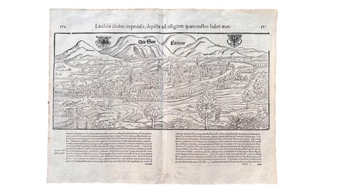 A C. 1554 LANDAU GERMANY VIEW, SEBASTIAN MUNSTER, COSMOGRAPHIA