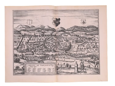 A C. 1575 VIEW OF KEMPTEN, GERMANY, BRAUN & HOGENBURG, CIVITATES ORBIS TERRARUM