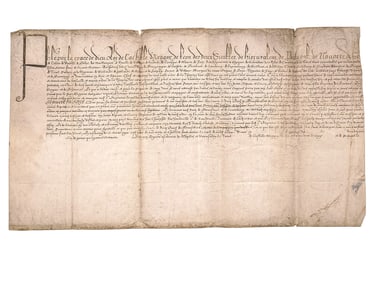 A RARE 1585 PHILLIP II OF SPAIN VELLUM DOCUMENT