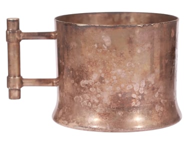 A SMALL SOLID SILVER TEA-GLASS HOLDER