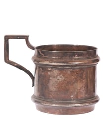 A SMALL AUSTRIAN SILVER TEA GLASS HOLDER WITH ENGRAVED MONOGRAM, 1908