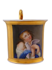 A RARE LARGE RUSSIAN PORCELAIN GILT CUP BY BATENIN FACTORY