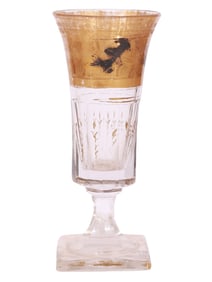 A RUSSIAN PAINTED AND GILT CUT-GLASS GOBLET, 19TH CENTURY