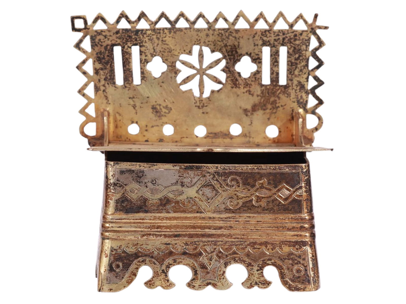 A RUSSIAN PARCEL-GILT SALT CELLAR IN PAN-SLAVIC STYLE, LATE 19TH CEN. (1 of 7)