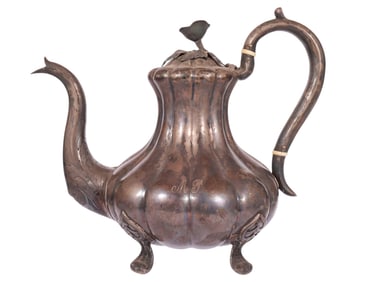 A RUSSIAN PARCEL-GILT SILVER TEA POT
