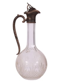 A RUSSIAN CUT-GLASS EWER WITH PARCEL-GILT SILVER FITTINGS, 19TH CEN.