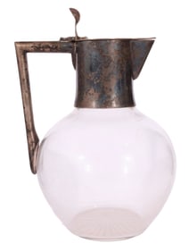 A GERMAN SILVER-MOUNTED GLASS CLARET JUG BY STRUBE AND SON, LATE 19TH CEN.